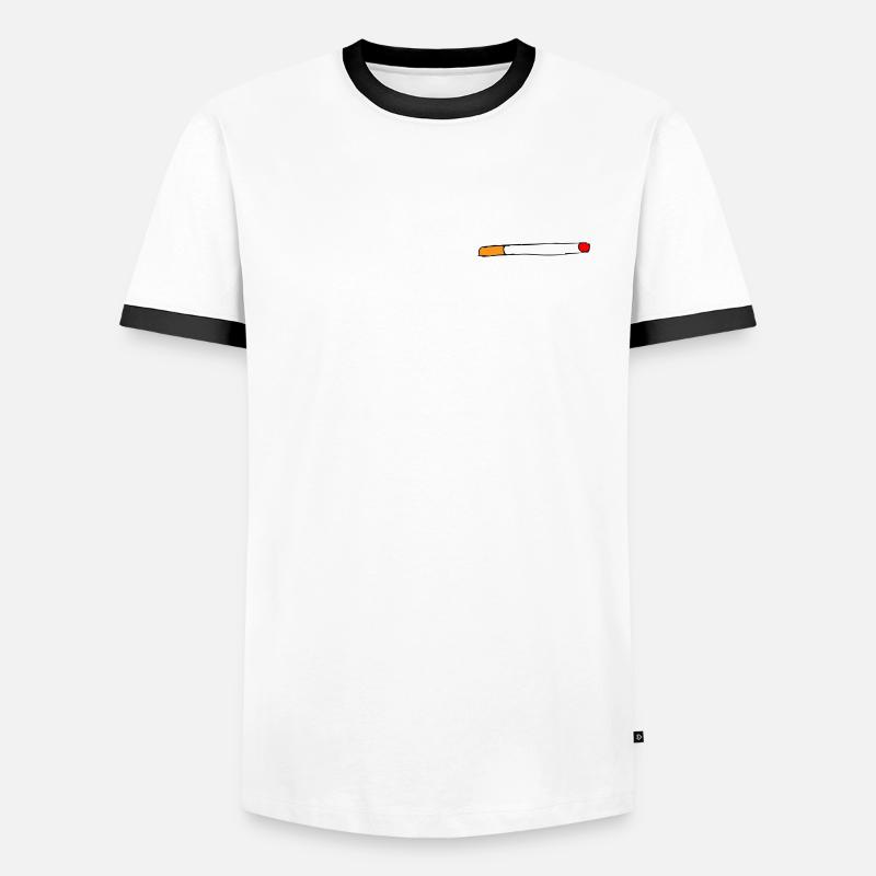 Zigarette - Männer Kontrast-T-Shirt - Weiß/Schwarz