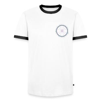 Gravel, Mountain Bike, Passion, Cycling - Men's Ringer Shirt - white/black - Front - AI Model Female 172 light (172cm) & AI Model Male 178 dark (178cm)