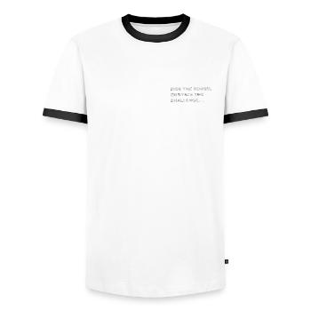 Gravel, Mountain Bike, Passion, Cycling - Men's Ringer Shirt - white/black - Front - AI Model Female 172 light (172cm) & AI Model Male 178 dark (178cm)