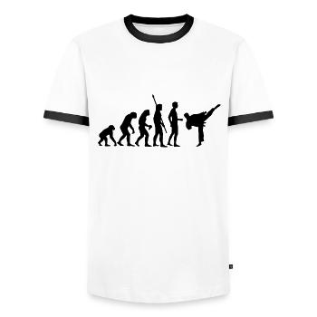 evolution_kampfsport - Männer Kontrast-T-Shirt - Weiß/Schwarz - Vorne - AI Model Female 172 light (172cm) & AI Model Male 178 dark (178cm)