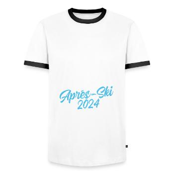 Apres Ski 2024 Wappen Spruch Ski Urlaub - Männer Kontrast-T-Shirt - Weiß/Schwarz - Vorne - AI Model Female 172 light (172cm) & AI Model Male 178 dark (178cm)