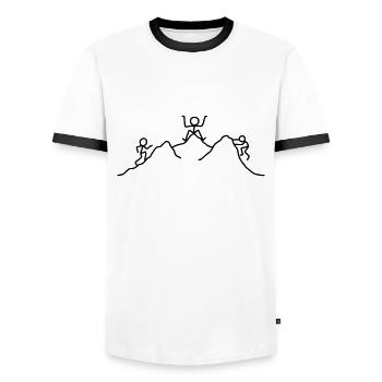 Strichmännchen klettern - Männer Kontrast-T-Shirt - Weiß/Schwarz - Vorne - AI Model Female 172 light (172cm) & AI Model Male 178 dark (178cm)