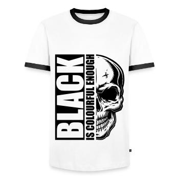 black colourful enough skull | Colors can be changed - Men's Ringer Shirt - white/black - Front - AI Model Female 172 light (172cm) & AI Model Male 178 dark (178cm)