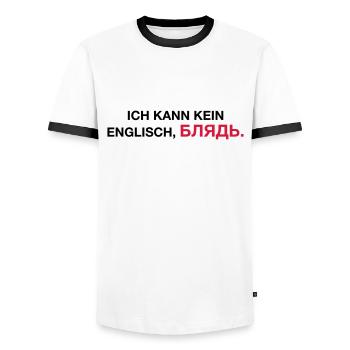 Je ne peux pas parler anglais bljat disant - idée cadeau - T-shirt contrasté Homme - blanc/noir - Devant - AI Model Female 172 light (172cm) & AI Model Male 178 dark (178cm)