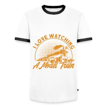 Trains Train Driver Locomotive Gift - Men's Ringer Shirt - white/black - Front - AI Model Female 172 light (172cm) & AI Model Male 178 dark (178cm)