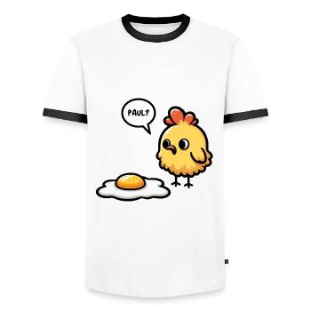 Eggs Fried Egg Easter Meme - Men's Ringer Shirt - white/black - Front - AI Model Female 172 light (172cm) & AI Model Male 178 dark (178cm)
