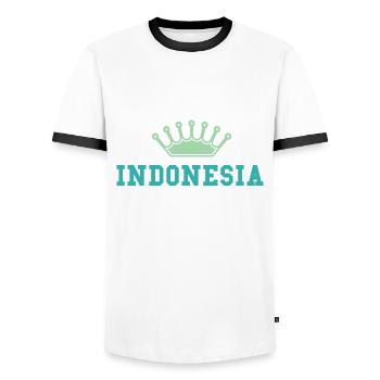 Indonesia 2024 Krona - Men's Ringer Shirt - white/black - Front - AI Model Female 172 light (172cm) & AI Model Male 178 dark (178cm)