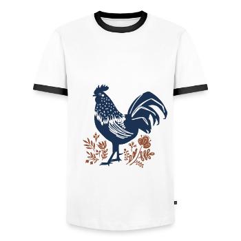 Hahn - Männer Kontrast-T-Shirt - Weiß/Schwarz - Vorne - AI Model Female 172 light (172cm) & AI Model Male 178 dark (178cm)