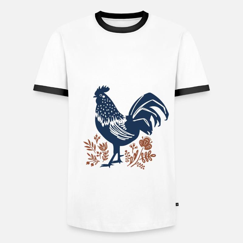 Hahn - Männer Kontrast-T-Shirt - Weiß/Schwarz