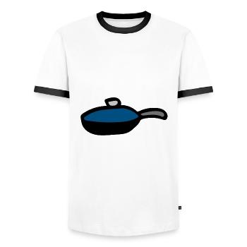 pan - Men's Ringer Shirt - white/black - Front - AI Model Female 172 light (172cm) & AI Model Male 178 dark (178cm)