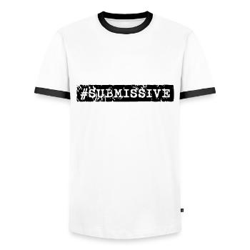 #SUBMISSIVE - T-shirt contrasté Homme - blanc/noir - Devant - AI Model Female 172 light (172cm) & AI Model Male 178 dark (178cm)