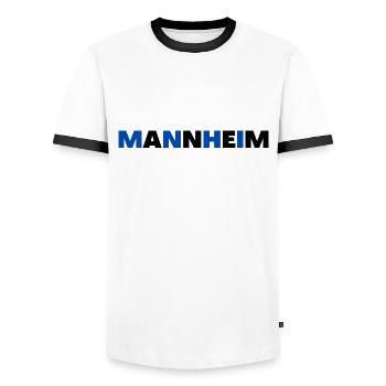 Mannheim - Männer Kontrast-T-Shirt - Weiß/Schwarz - Vorne - AI Model Female 172 light (172cm) & AI Model Male 178 dark (178cm)