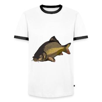 Carpes illustration pour les pêcheurs - T-shirt contrasté Homme - blanc/noir - Devant - AI Model Female 172 light (172cm) & AI Model Male 178 dark (178cm)