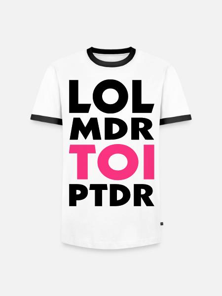lol lol TOI ptdr (2c) - Men's Ringer Shirt - white/black
