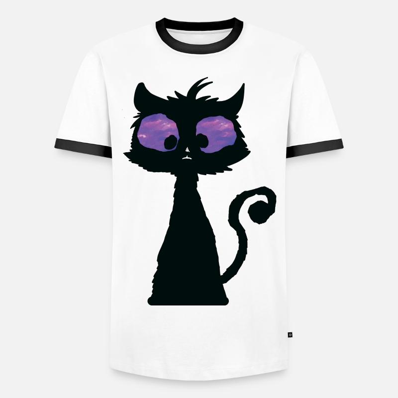 Psychedelic cat - Men's Ringer Shirt - white/black