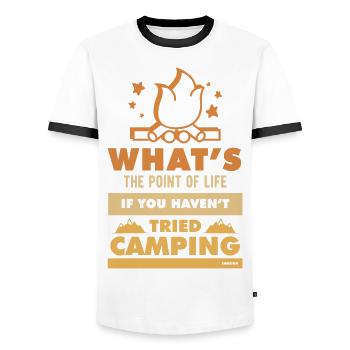 Cadeau de citation de feu de camp de camping - T-shirt contrasté Homme - blanc/noir - Devant - AI Model Female 172 light (172cm) & AI Model Male 178 dark (178cm)