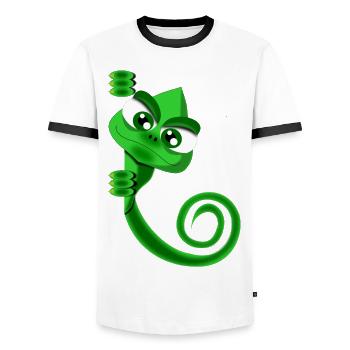 Chameleon - Men's Ringer Shirt - white/black - Front - AI Model Female 172 light (172cm) & AI Model Male 178 dark (178cm)
