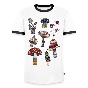 pilze - Männer Kontrast-T-Shirt - Weiß/Schwarz - Vorne - AI Model Female 172 light (172cm) & AI Model Male 178 dark (178cm)