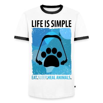 Veterinarian Pet Animal Keeper Veterinary Assistant - Men's Ringer Shirt - white/black - Front - AI Model Female 172 light (172cm) & AI Model Male 178 dark (178cm)
