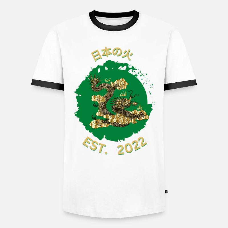 日本の火 - Männer Kontrast-T-Shirt - Weiß/Schwarz