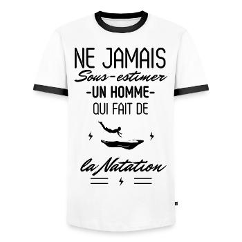 Ne jamais Sous estimer un Homme de natation - T-shirt contrasté Homme - blanc/noir - Devant - AI Model Female 172 light (172cm) & AI Model Male 178 dark (178cm)