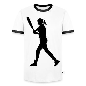 Cricket Woman Silhouette - Men's Ringer Shirt - white/black - Front - AI Model Female 172 light (172cm) & AI Model Male 178 dark (178cm)