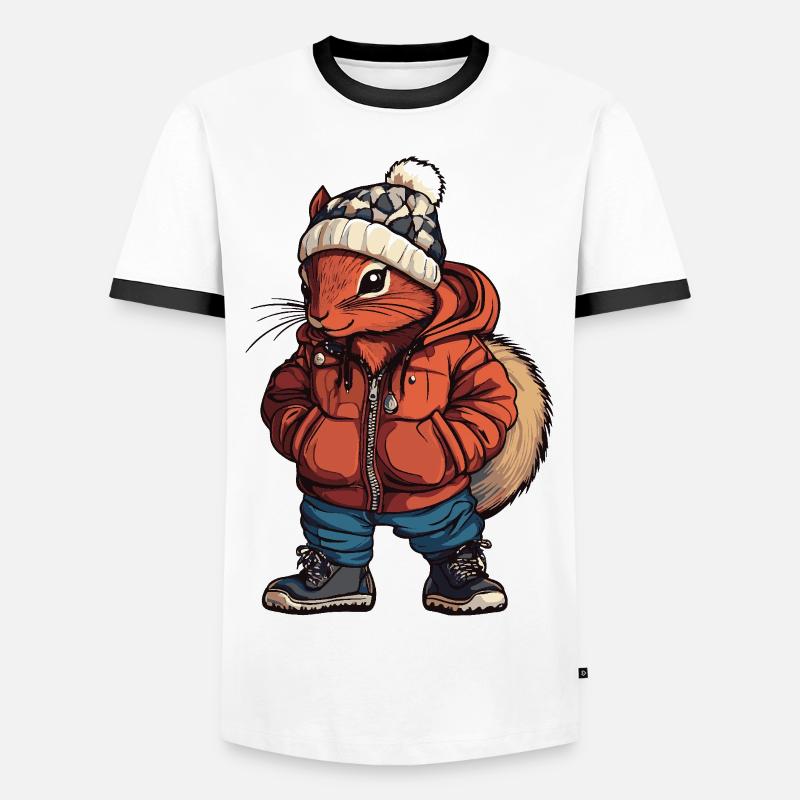 Squirrel Funny Winter - Men's Ringer Shirt - white/black