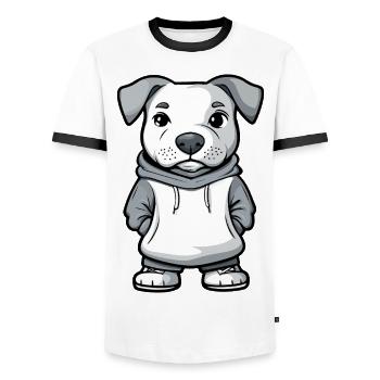 Dogo Argentino Dog Funny - Men's Ringer Shirt - white/black - Front - AI Model Female 172 light (172cm) & AI Model Male 178 dark (178cm)