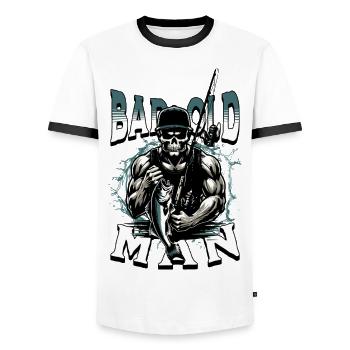 BAD OLD MAN Angler - Men's Ringer Shirt - white/black - Front - AI Model Female 172 light (172cm) & AI Model Male 178 dark (178cm)