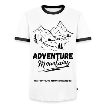 Adventure Mountains - Outdoor Berge - Men's Ringer Shirt - white/black - Front - AI Model Female 172 light (172cm) & AI Model Male 178 dark (178cm)