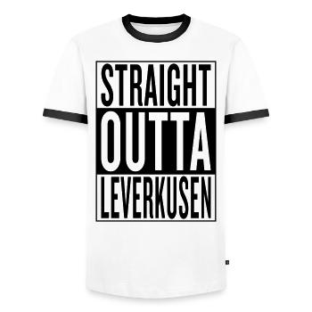 Leverkusen - Männer Kontrast-T-Shirt - Weiß/Schwarz - Vorne - AI Model Female 172 light (172cm) & AI Model Male 178 dark (178cm)