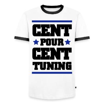 CENT POUR CENT TUNING - T-shirt contrasté Homme - blanc/noir - Devant - AI Model Female 172 light (172cm) & AI Model Male 178 dark (178cm)