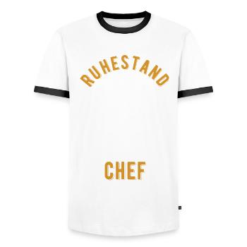 Ich bin im Ruhestand - einziger Chef meine Frau - Männer Kontrast-T-Shirt - Weiß/Schwarz - Vorne - AI Model Female 172 light (172cm) & AI Model Male 178 dark (178cm)