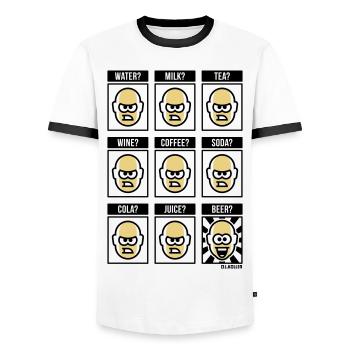 Nothing Beats A Beer! (Beer Drinker Funny POS 3C) - Men's Ringer Shirt - white/black - Front - AI Model Female 172 light (172cm) & AI Model Male 178 dark (178cm)