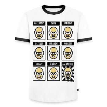 Nichts Geht Über Meinen Garten! (Urlaub / POS 3C) - Männer Kontrast-T-Shirt - Weiß/Schwarz - Vorne - AI Model Female 172 light (172cm) & AI Model Male 178 dark (178cm)