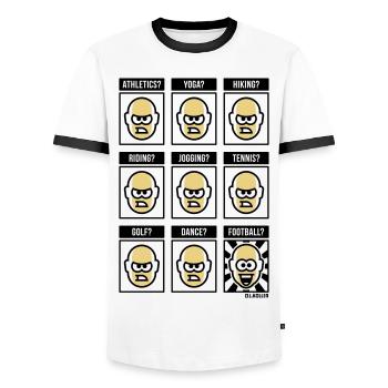 Nothing Beats Football! (Fußballfan / POS / 3C) - Männer Kontrast-T-Shirt - Weiß/Schwarz - Vorne - AI Model Female 172 light (172cm) & AI Model Male 178 dark (178cm)