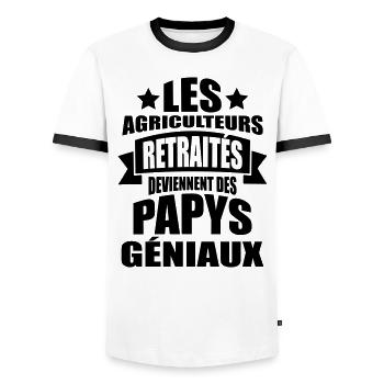 les agriculteur retraités deviennent papys géniaux - T-shirt contrasté Homme - blanc/noir - Devant - AI Model Female 172 light (172cm) & AI Model Male 178 dark (178cm)