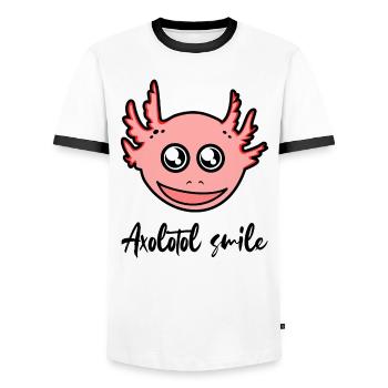 Axolotl Smile - Happy Axolotl - Men's Ringer Shirt - white/black - Front - AI Model Female 172 light (172cm) & AI Model Male 178 dark (178cm)
