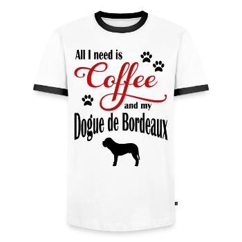 Café Dogue de Bordeaux - T-shirt contrasté Homme - blanc/noir - Devant - AI Model Female 172 light (172cm) & AI Model Male 178 dark (178cm)