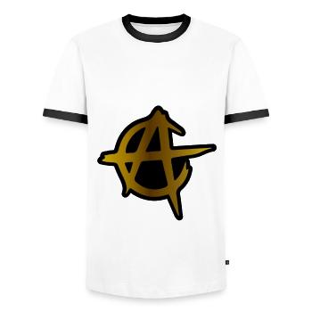 Symbole anarcho-capitaliste - T-shirt contrasté Homme - blanc/noir - Devant - AI Model Female 172 light (172cm) & AI Model Male 178 dark (178cm)