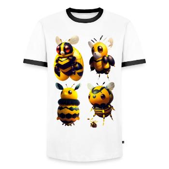 kawaii flying bees - Men's Ringer Shirt - white/black - Front - AI Model Female 172 light (172cm) & AI Model Male 178 dark (178cm)