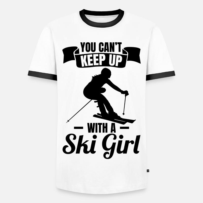 Skifahrer Mädchen - Männer Kontrast-T-Shirt - Weiß/Schwarz