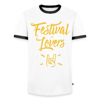 Festival lovers rock - T-shirt contrasté Homme - blanc/noir - Devant - AI Model Female 172 light (172cm) & AI Model Male 178 dark (178cm)