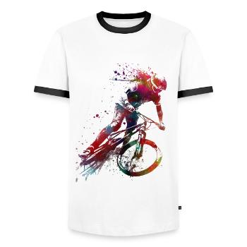 BMX Radfahren #cycling #sport #bike - Männer Kontrast-T-Shirt - Weiß/Schwarz - Vorne - AI Model Female 172 light (172cm) & AI Model Male 178 dark (178cm)