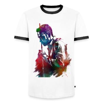 Billiard player #snooker - Men's Ringer Shirt - white/black - Front - AI Model Female 172 light (172cm) & AI Model Male 178 dark (178cm)