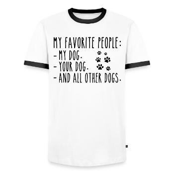 Meine Lieblingsmenschen sind Mein Hund, Dein Hund Andere Hunde - Männer Kontrast-T-Shirt - Weiß/Schwarz - Vorne - AI Model Female 172 light (172cm) & AI Model Male 178 dark (178cm)