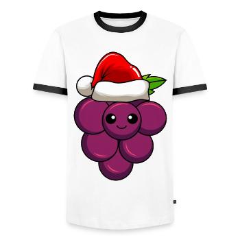 Weintrauben Weihnachten Comic Xmas - Männer Kontrast-T-Shirt - Weiß/Schwarz - Vorne - AI Model Female 172 light (172cm) & AI Model Male 178 dark (178cm)