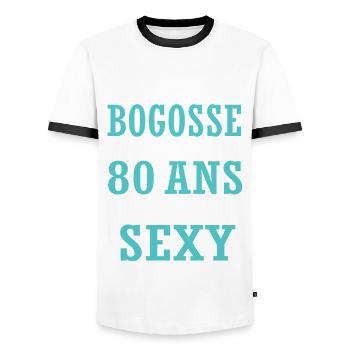 80 ans humour drôles anniversaire 80 ans - T-shirt contrasté Homme - blanc/noir - Devant - AI Model Female 172 light (172cm) & AI Model Male 178 dark (178cm)