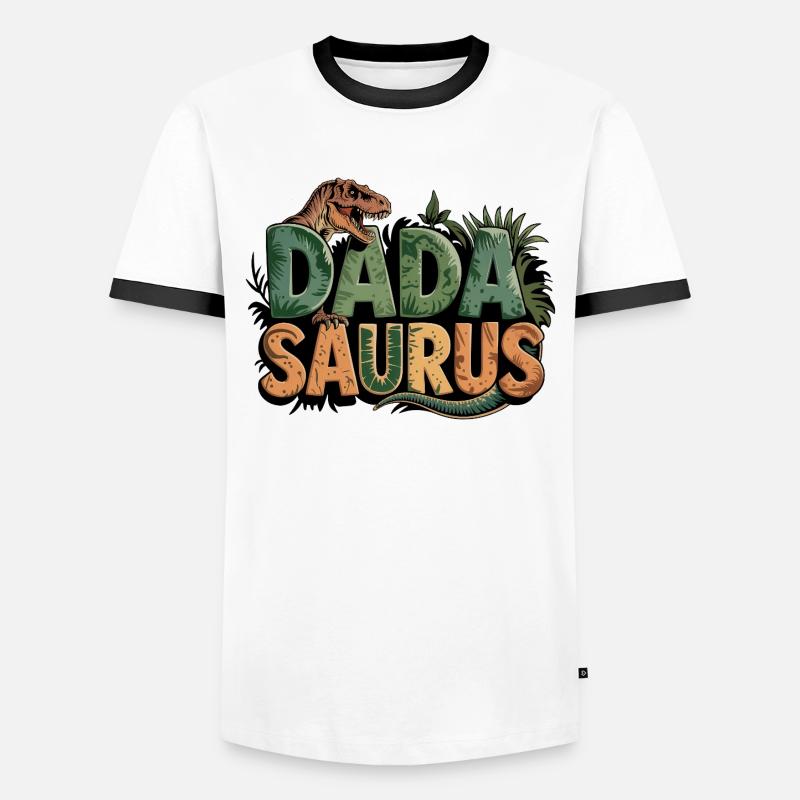 Dinosaur Dad Saurus Gift Dad - Men's Ringer Shirt - white/black