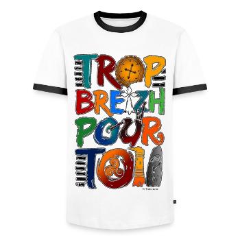Trop breizh pour toi - T-shirt contrasté Homme - blanc/noir - Devant - AI Model Female 172 light (172cm) & AI Model Male 178 dark (178cm)